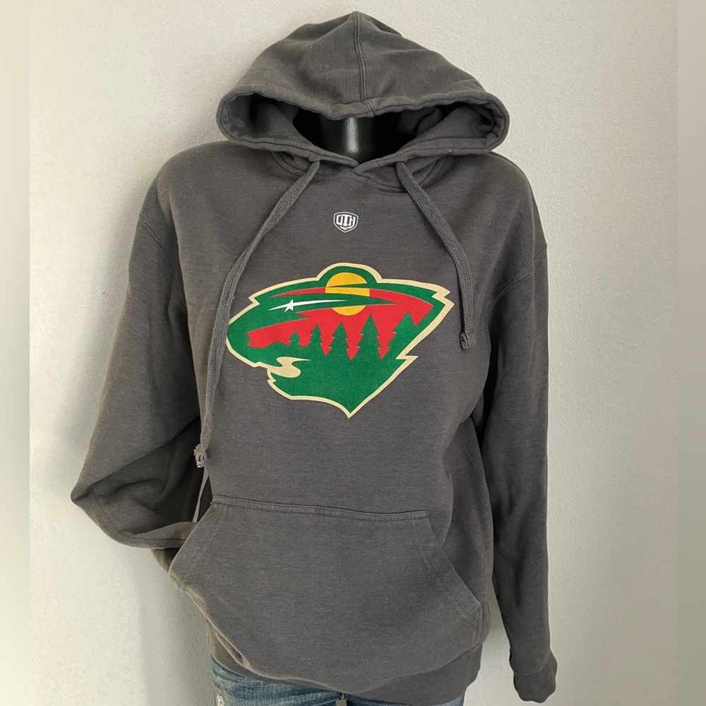 MINNESOTA WILD hoodie SWEATSHIRT gray size: MEDIUM